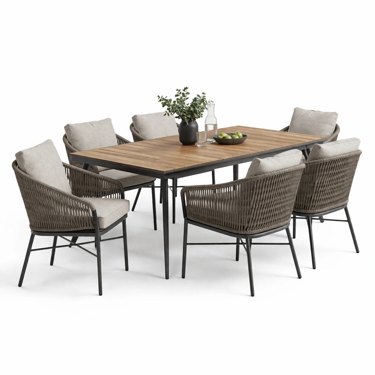 Garten Essgruppe mit Holzplatte und Metallgestell-Norianx