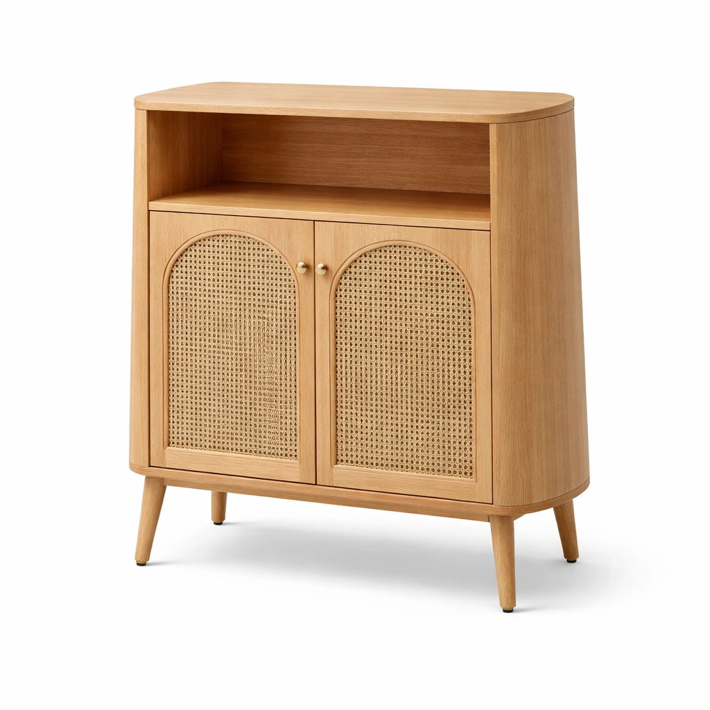 Sideboard im skandinavischen Stil mit Rattan Tueren-Norianx