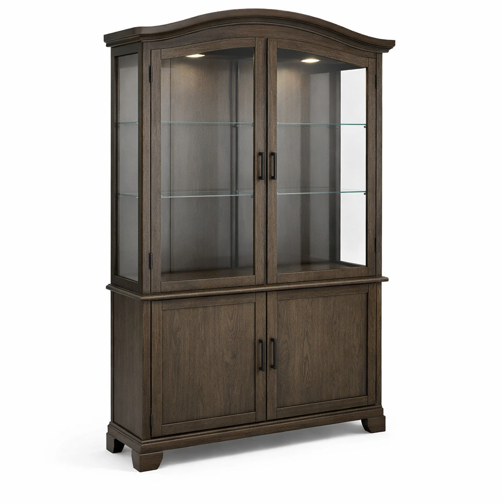 Klassische Vitrine aus Holz mit Glas Tueren-Norianx