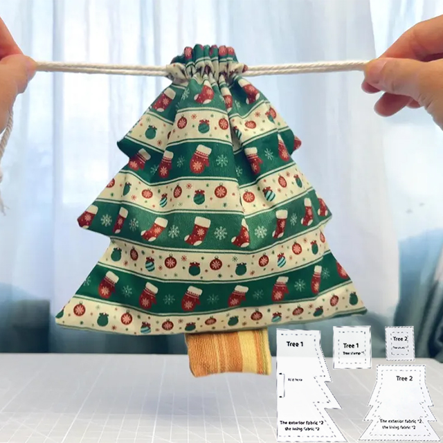 Christmas Tree String Bag Sewing Acrylic Template (2 SIZE)- With Instructions