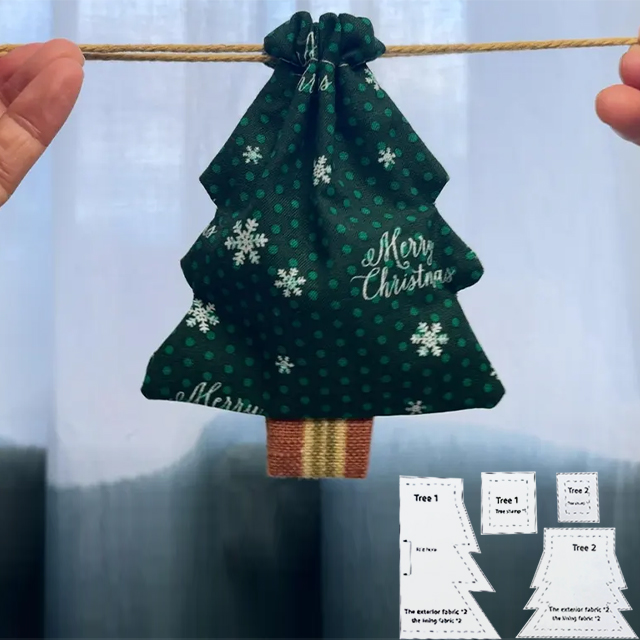 Christmas Tree String Bag Sewing Acrylic Template (2 SIZE)- With Instructions