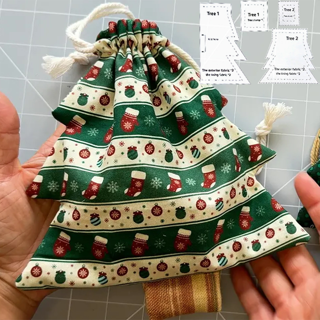 Christmas Tree String Bag Sewing Acrylic Template (2 SIZE)- With Instructions