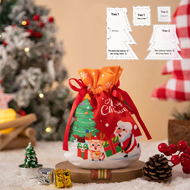 Christmas Tree String Bag Sewing Acrylic Template (2 SIZE)- With Instructions