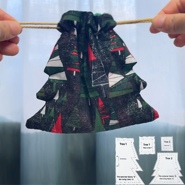Christmas Tree String Bag Sewing Acrylic Template (2 SIZE)- With Instructions