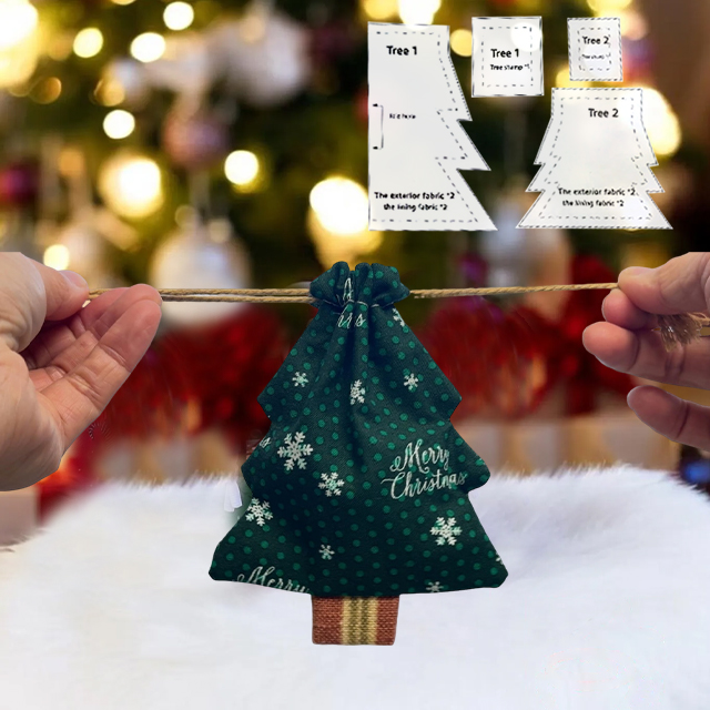 Christmas Tree String Bag Sewing Acrylic Template (2 SIZE)- With Instructions