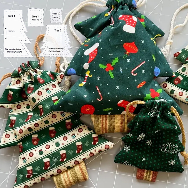 Christmas Tree String Bag Sewing Acrylic Template (2 SIZE)- With Instructions