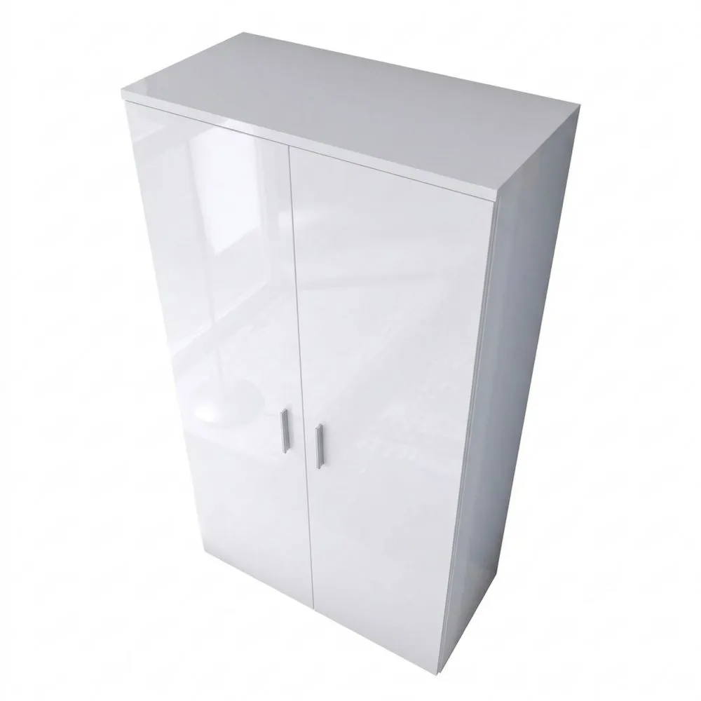 Hoher Schuhschrank Weiß Hochglanz mit Verstellbaren Einlegeböden-Glowtran