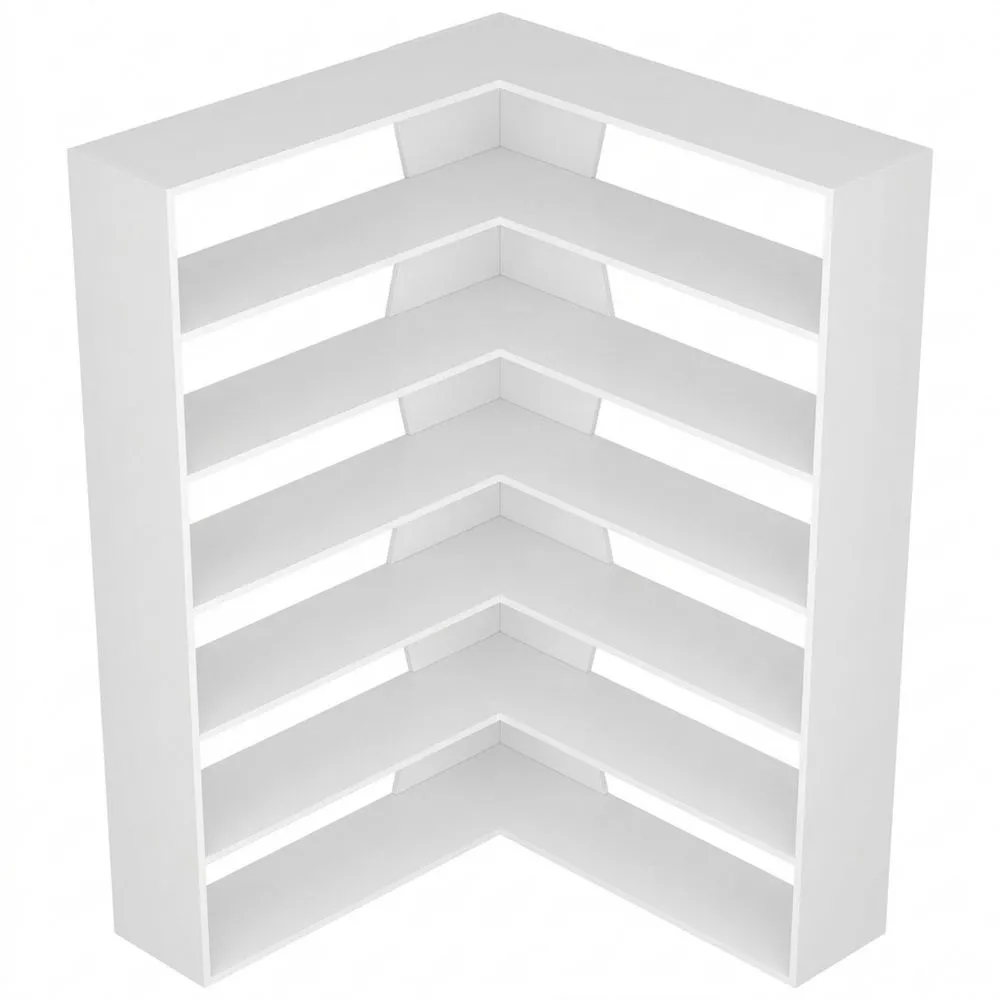 L-förmiges Eckregal mit 6 Ebenen für Wohnzimmer und Küche in Weiß-Glowtran