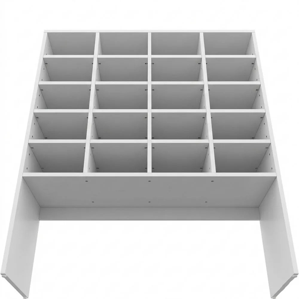 Moderner Schuhschrank mit offenen Fächern, 104 x 99 cm, Weiß-Glowtran