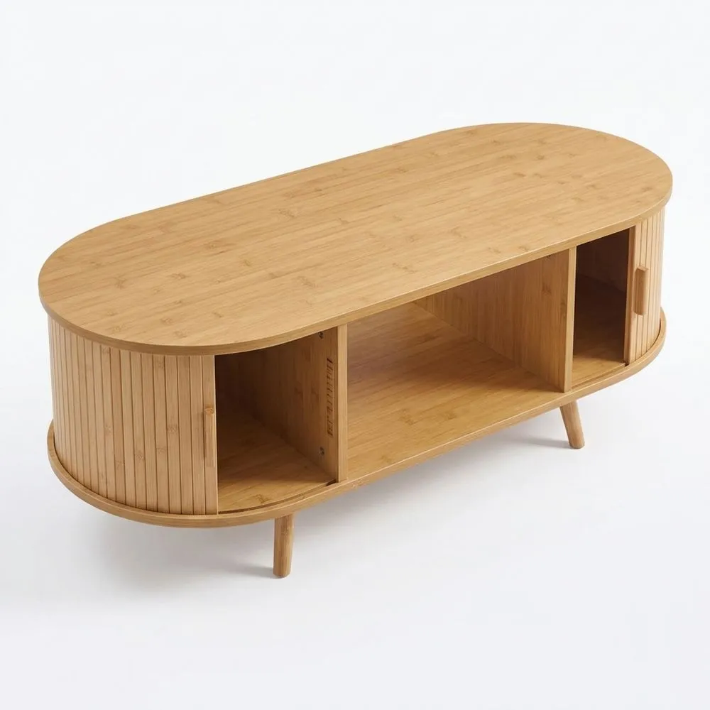 Moderner Wohnzimmertisch mit Stauraum und Schiebetüren-Glowtran