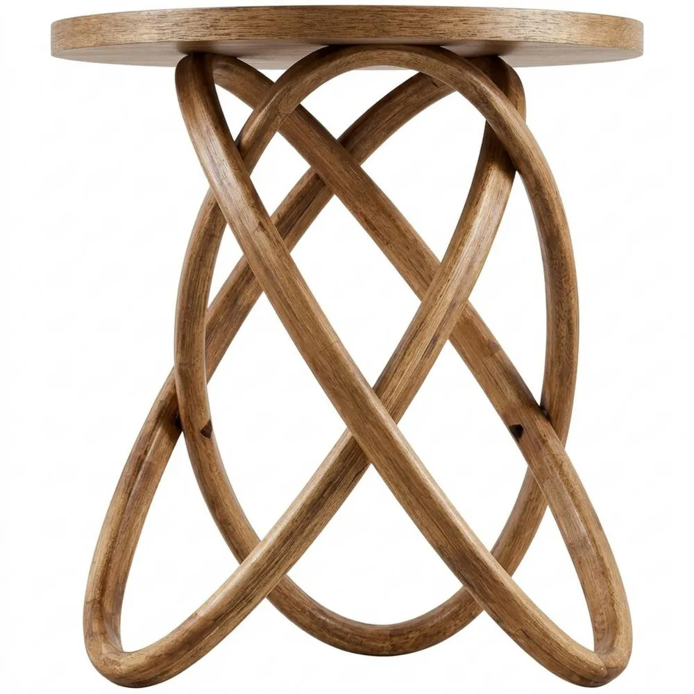 Kleiner Runder Wohnzimmertisch aus Holz mit Elliptischen Beinen-Glowtran