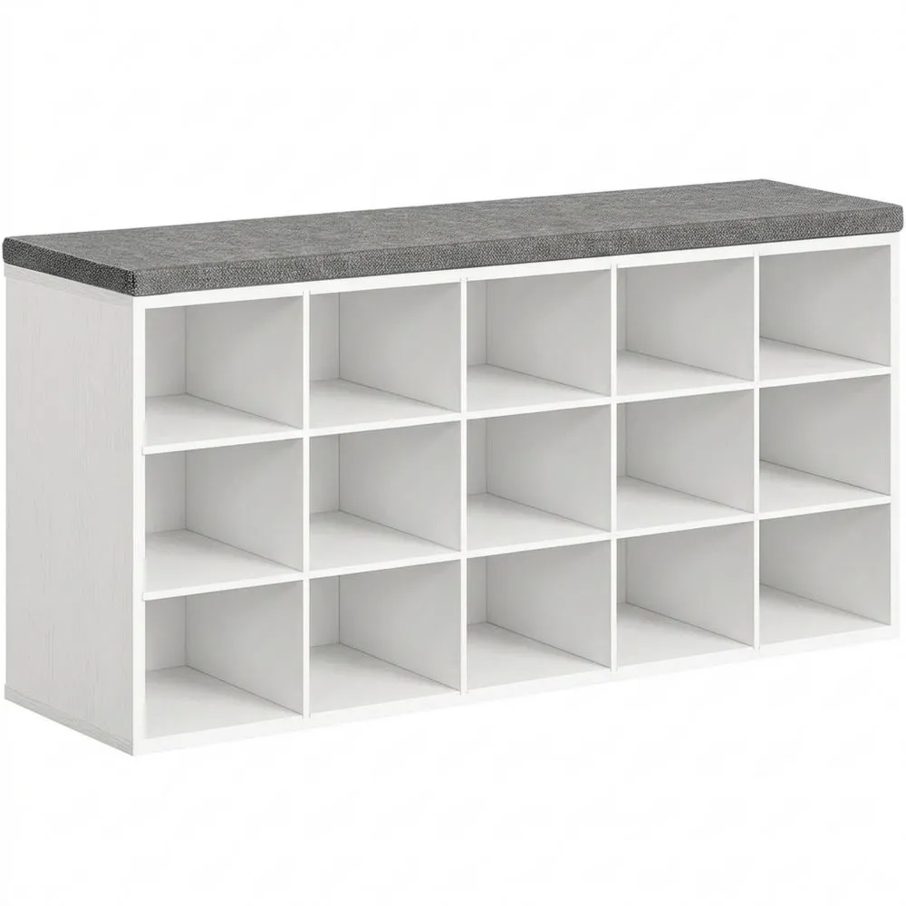 Schuhbank mit Stauraum und Sitzpolster für Flur und Wohnbereich-Glowtran