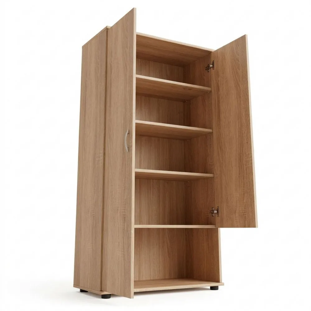 Hochschrank für Schuhe in Eiche Sonoma Optik, vielseitig und verstellbar-Glowtran