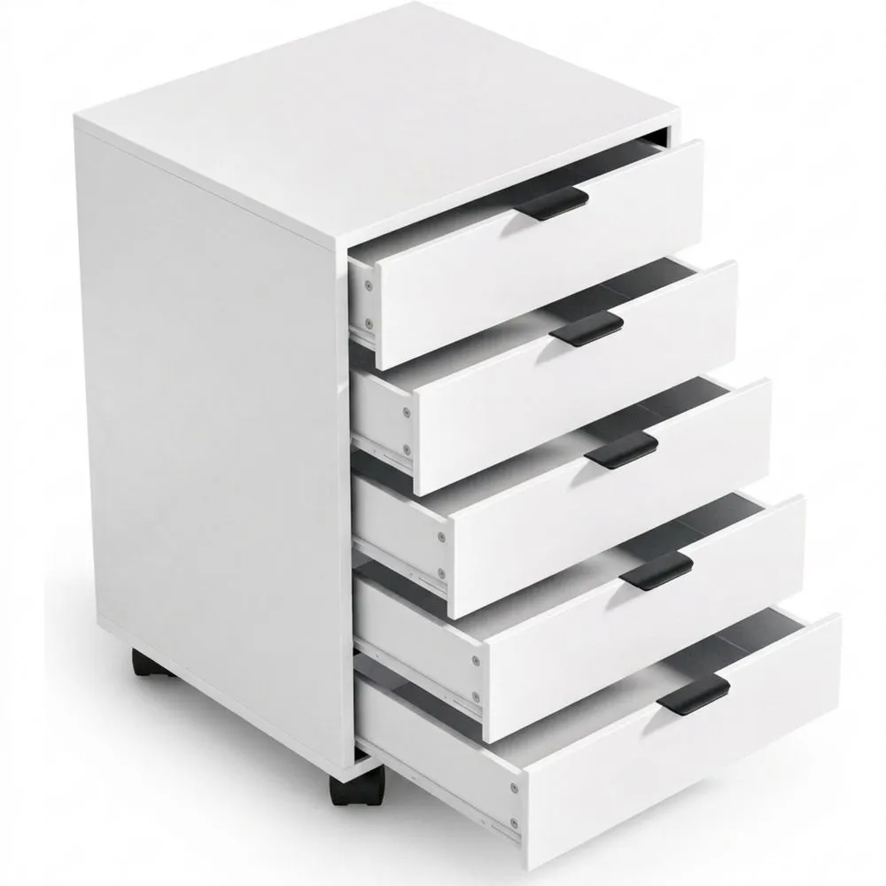 Mobiler Aktenschrank mit 5 Schubladen für Büro und Homeoffice-Glowtran