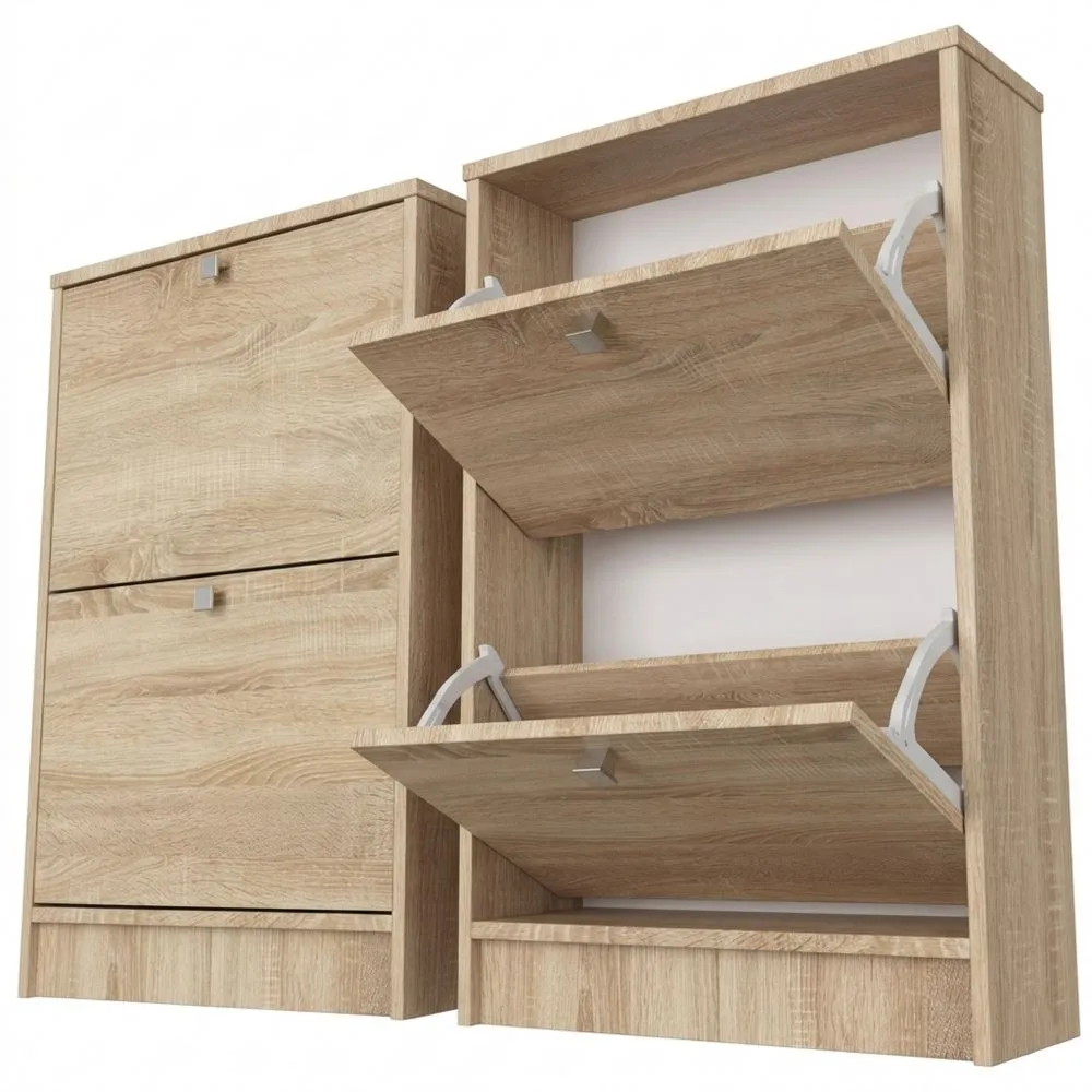 Moderner Schuhschrank mit Doppeltüren für Flur und Schlafzimmer, 80x60x20cm, Sonoma Eiche-Glowtran