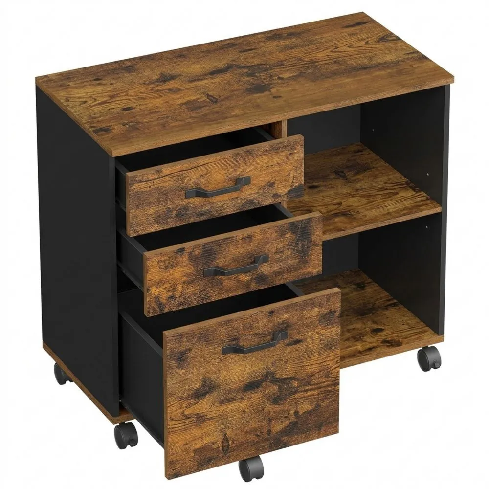 Mobiler Aktenschrank mit Schubladen und offenen Fächern-Glowtran