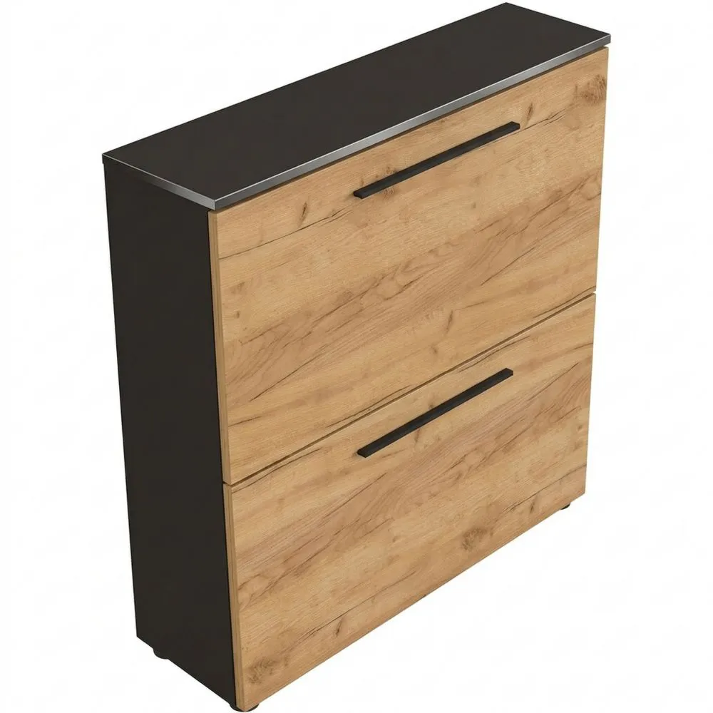 Schuhschrank mit Platz für 8 Paar Schuhe, schmale Tiefe für Flure, 100 x 85 x 19 cm-Glowtran