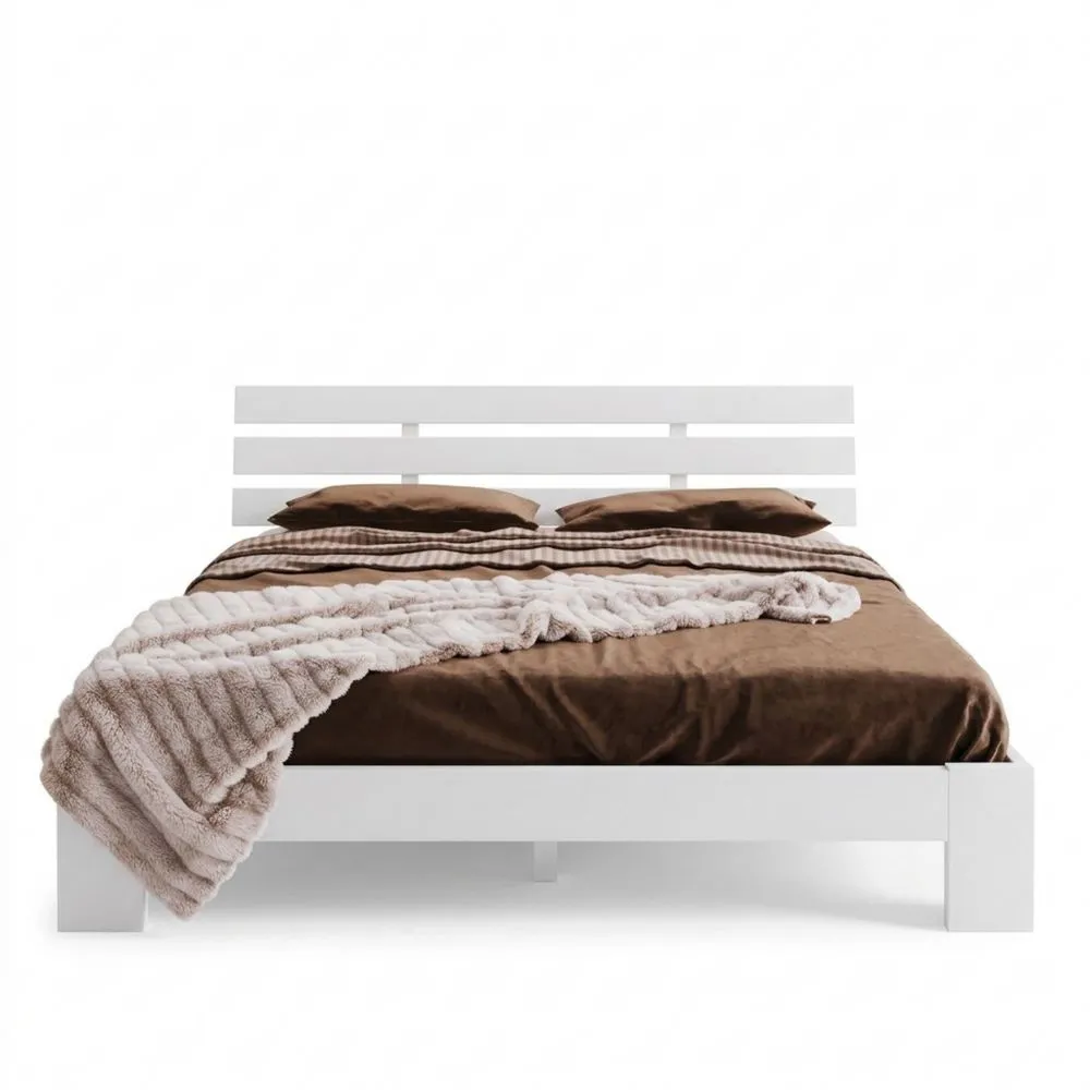 Doppelbett aus Massivholz mit Stauraum, 140 x 200 cm, Weiß-Yogcozy