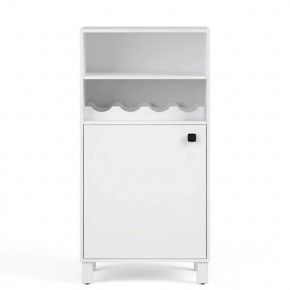 Küchenschrank mit Wein- und Bücherregal, Mehrzweckschrank mit verstellbaren Böden, Weiß, 48x108x40 cm-Yogcozy