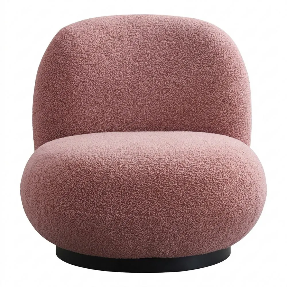 Bequemer Drehsessel aus Teddy Bouclé in Pink-Yogcozy