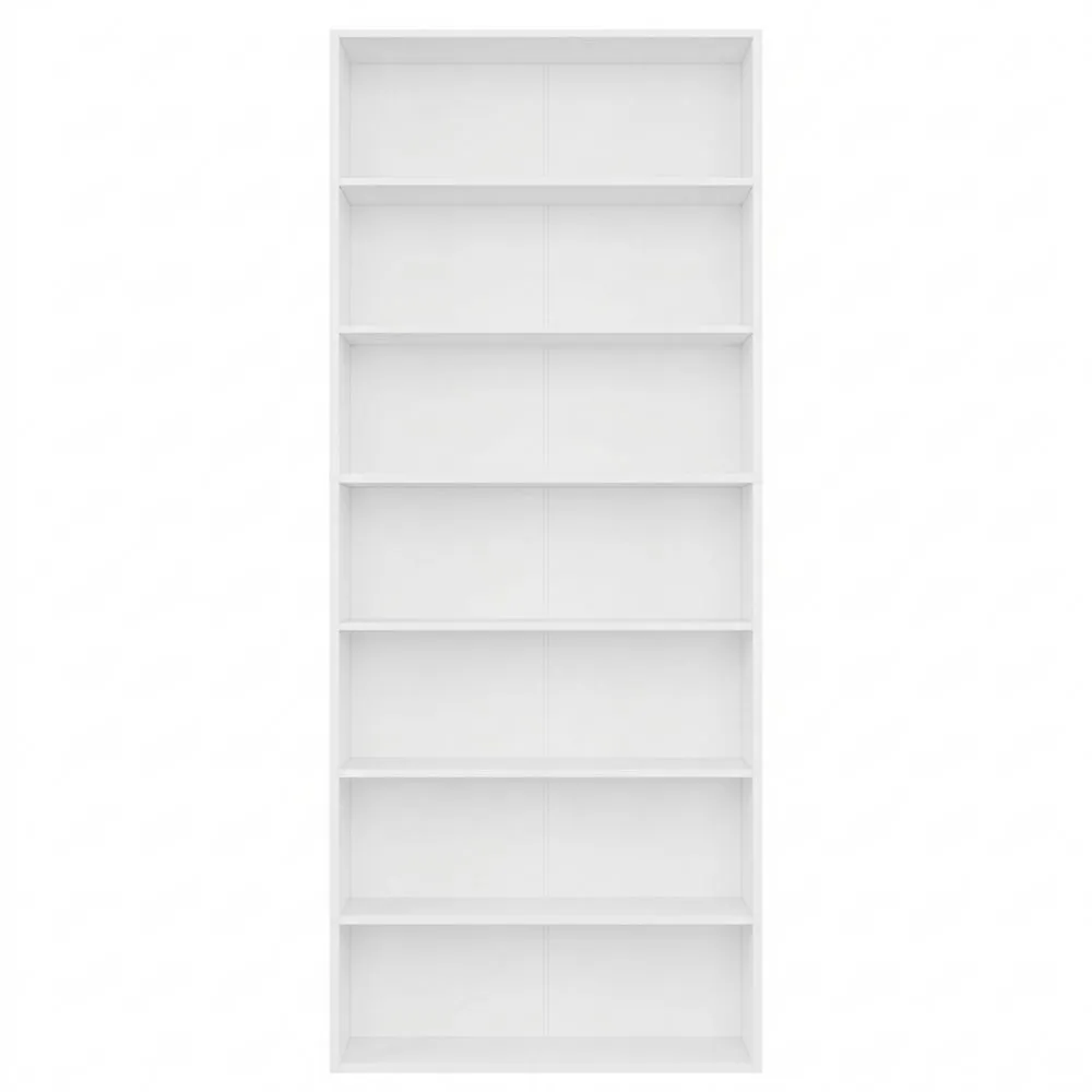 Schlichtes Standregal mit 7 Fächern für Wohnzimmer oder Büro, weiß-Yogcozy