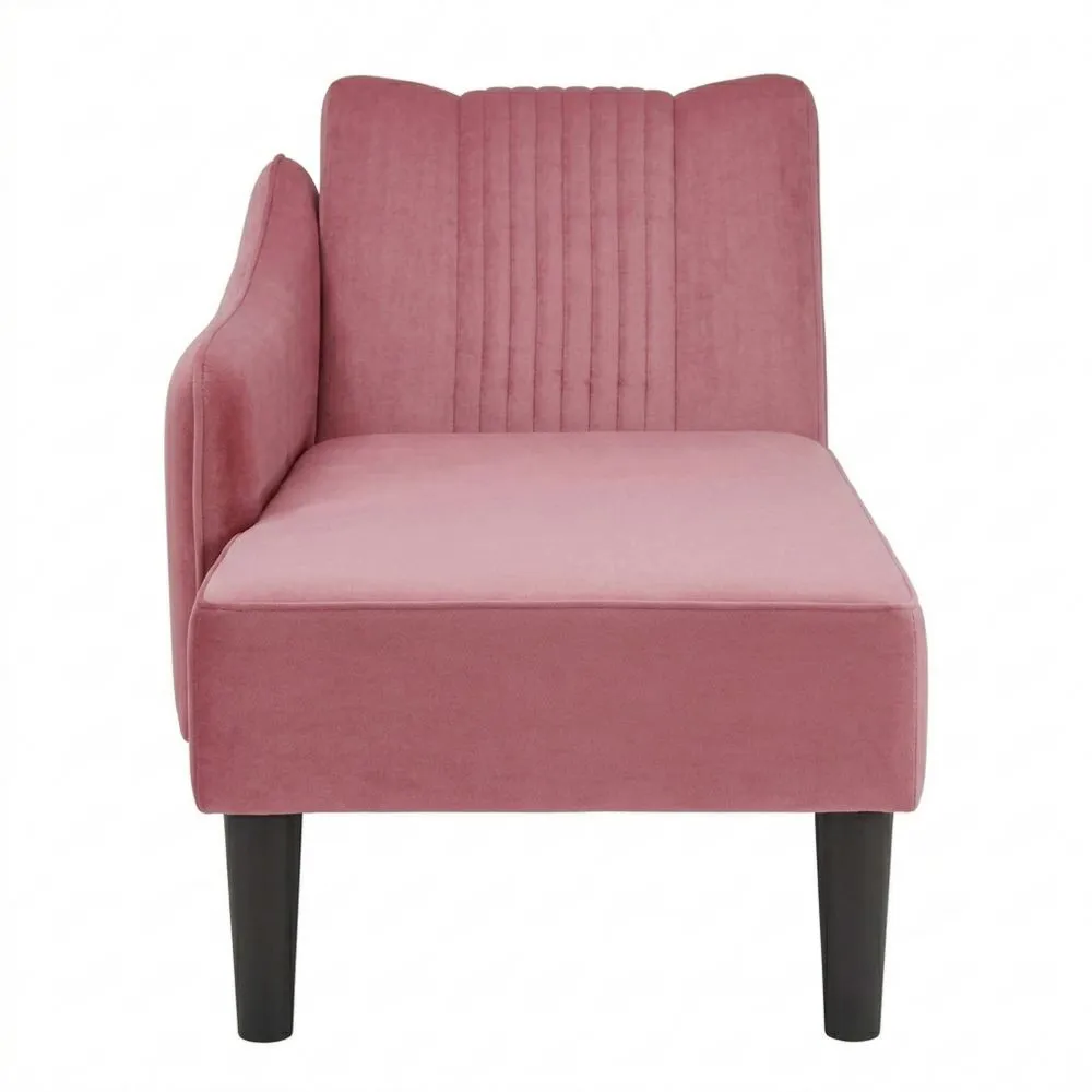 Elegante Chaiselongue aus Samt in Rosa mit rechter Armlehne-Yogcozy