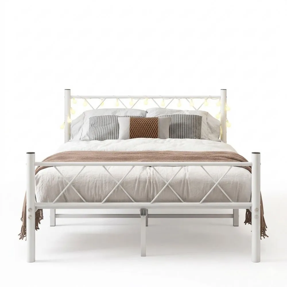 Metallbett 120x200 mit Beleuchtung und Stauraum-Yogcozy