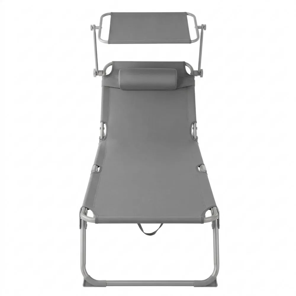 Klappbare und tragbare Gartenliege mit Seitentasche und Verstellbarer Rückenlehne, inklusive Kopfkissen-Yogcozy