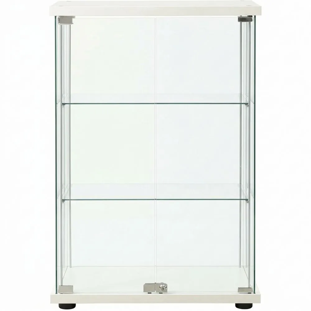 Vitrinenschrank mit 3 Ebenen aus Hartglas für Wohnzimmer-Yogcozy