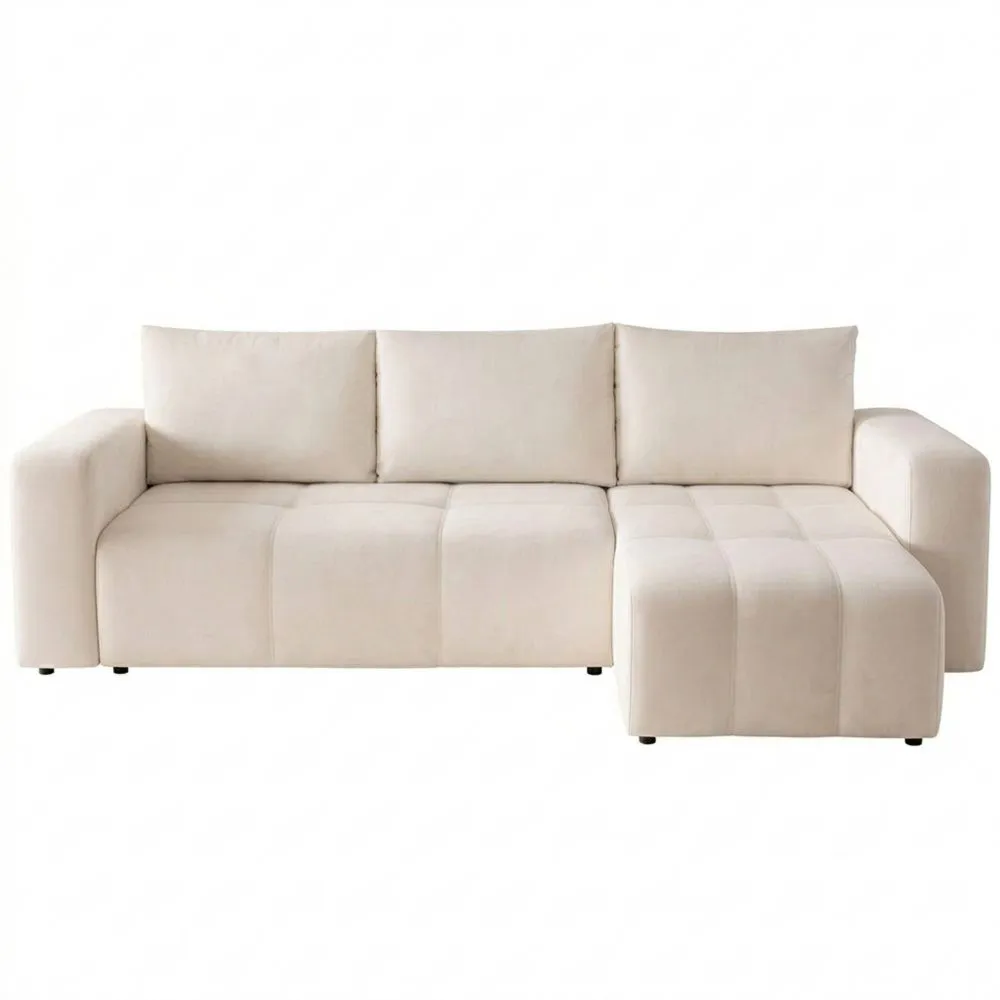 Ecksofa mit Bettkasten und Schlaffunktion, Beige-Yogcozy