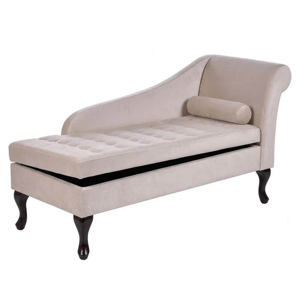 Ecksofa mit Bettkasten und Zierkissen aus Samt in Beige-Yogcozy