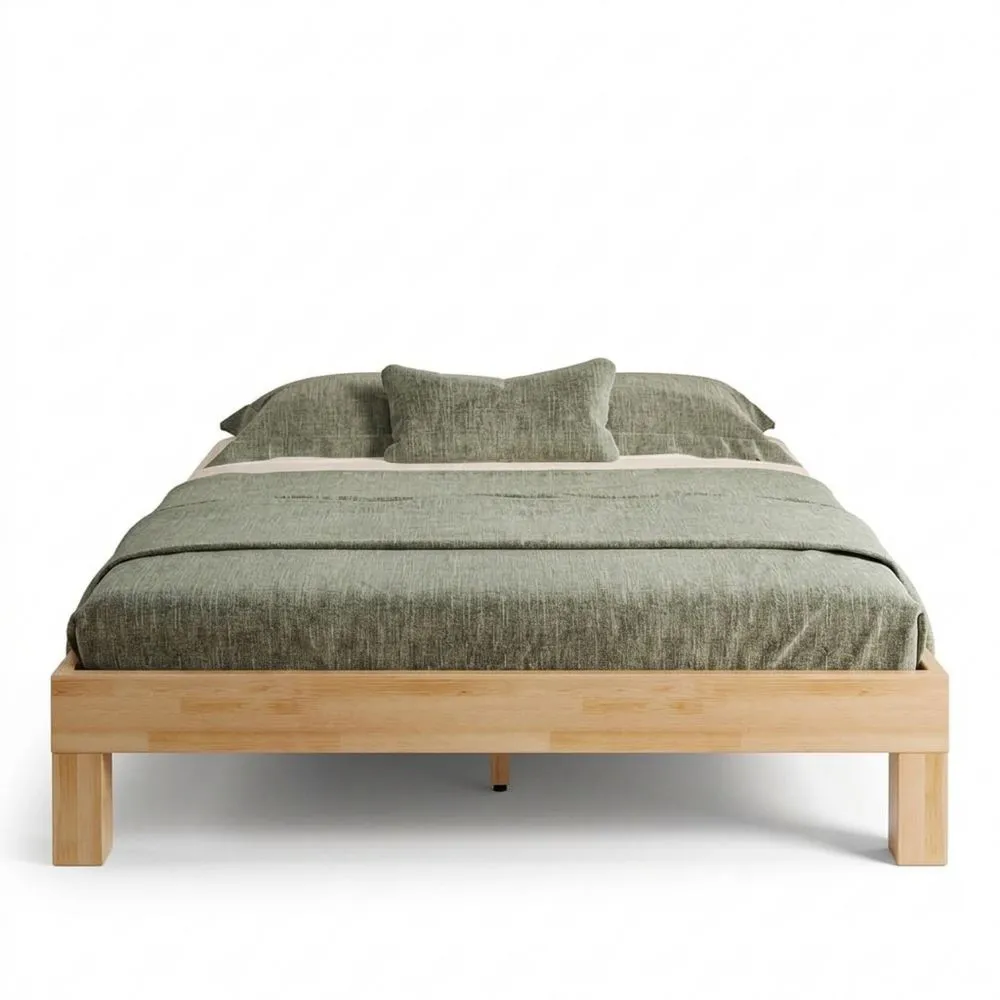 Massivholzbett 180x200 cm aus Buche, natur geölt, ohne Kopfteil-Yogcozy