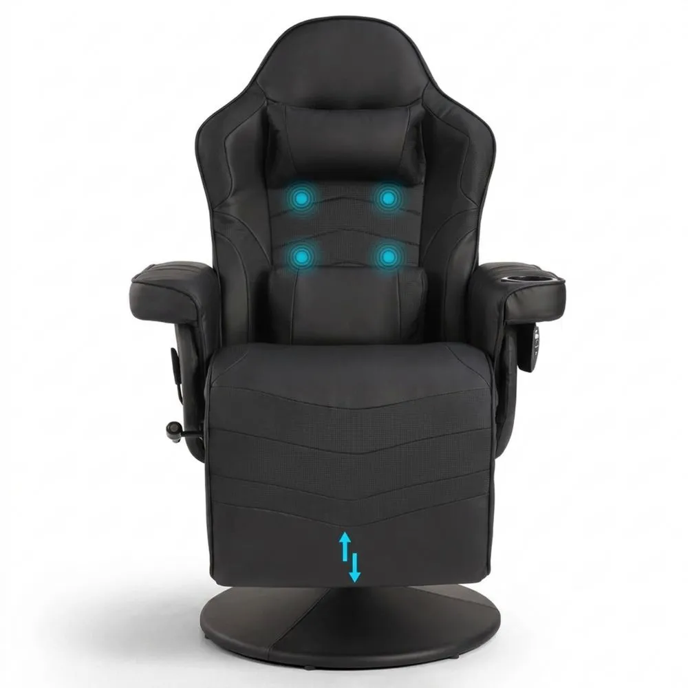 Ergonomischer Relaxsessel mit Massagefunktion und Liegeposition, Höhenverstellbar und Drehbar-Yogcozy