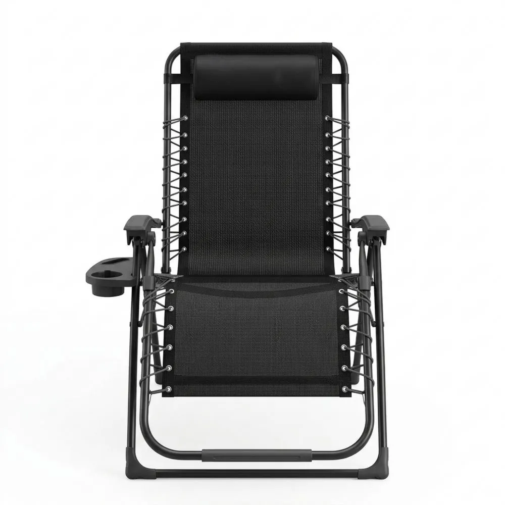 Verstellbare Gartenliegen Set, 2 Stück, klappbare und belastbare Sonnenliegen mit Getränkehalter für Terrasse und Strand-Yogcozy