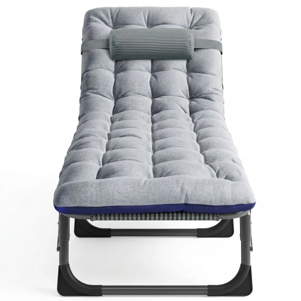 Klappbare Sonnenliege mit Matratze und Seitentasche-Yogcozy