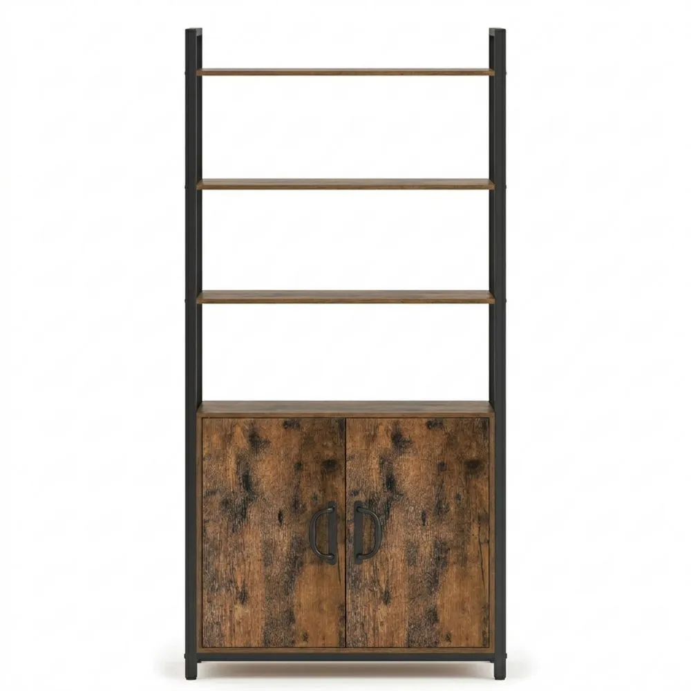 Vintage Bücherregal mit 6 Ebenen und verstellbaren Ablagen-Yogcozy