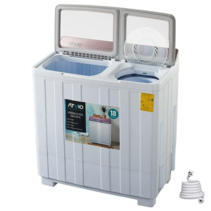 Lavadora Atvio Semiautomática Doble Tina 18 Kg Blanca