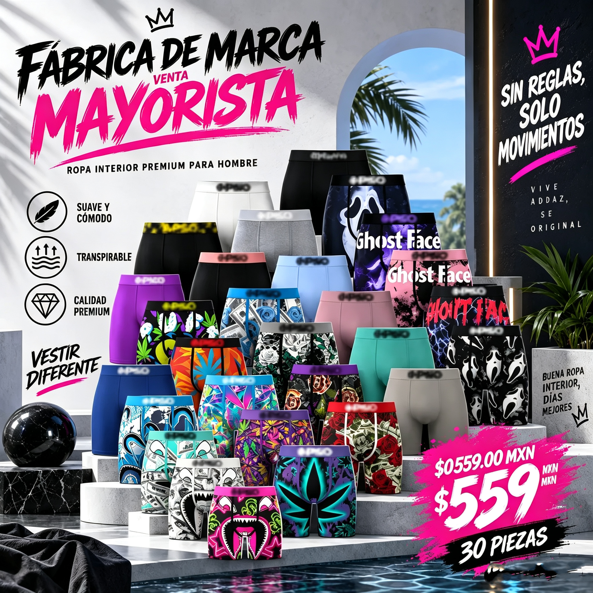 🩳Calzoncillos bóxer de hombre con estampado original y pernera larga