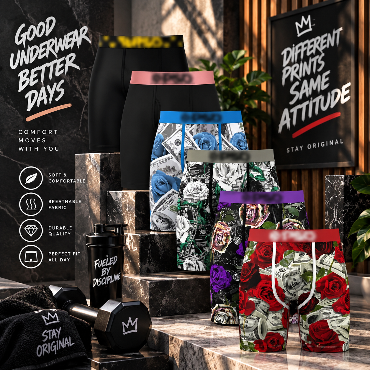 🩳Calzoncillos bóxer de hombre con estampado original y pernera larga