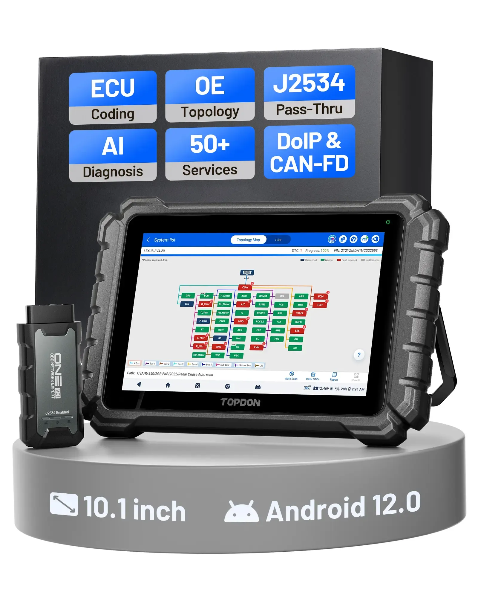 🚗 TOPDON ONE 10.1" | Escáner OBD2 Profesional con J2534, Codificación ECU y Diagnóstico Completo 🔥