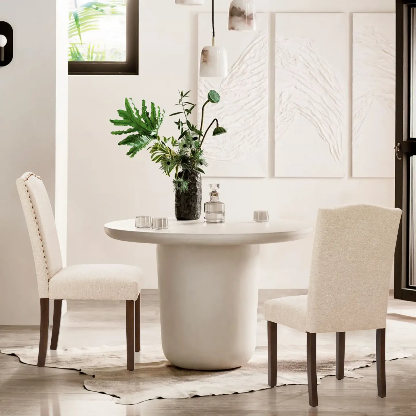 Sillas de comedor tapizadas de estilo moderno, grises, juego de 4