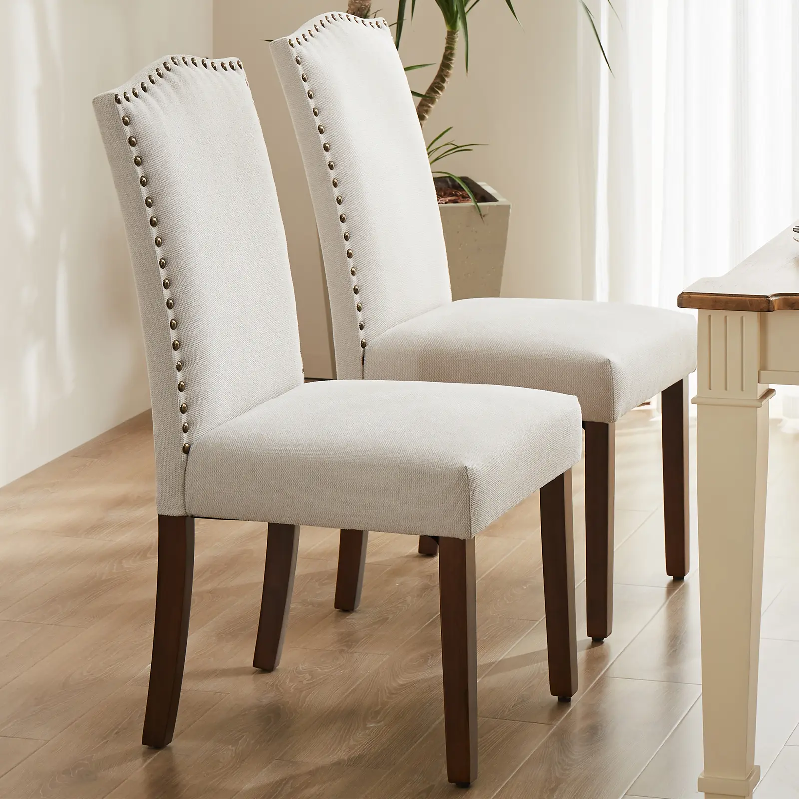 Sillas de comedor tapizadas de estilo moderno, grises, juego de 4