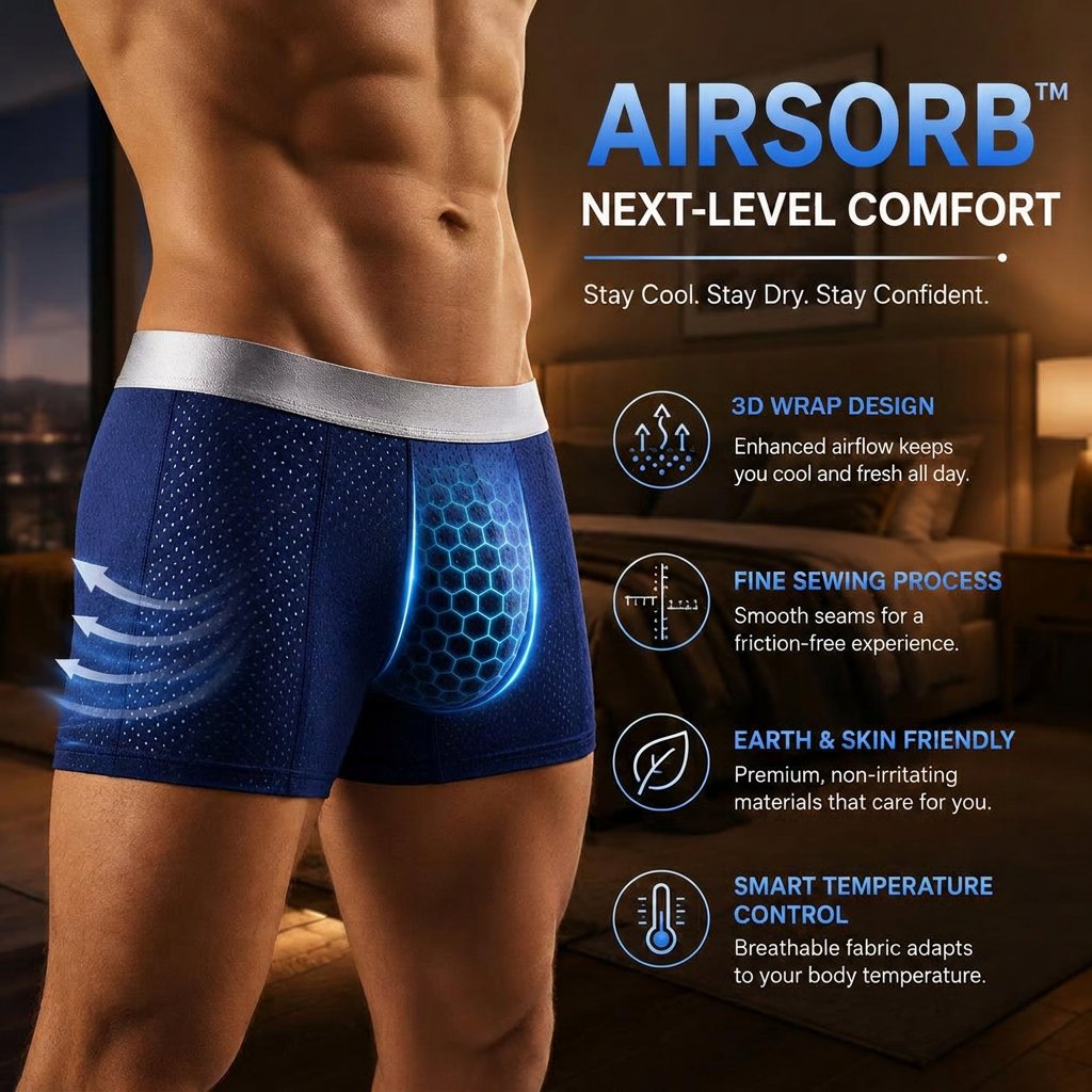 🏆Más de 45 000 unidades vendidas 🔥Ofertas estrella de 2026: Boxer para hombre AirSorb™ Premium con malla IceSilk para una comodidad que dura todo el día