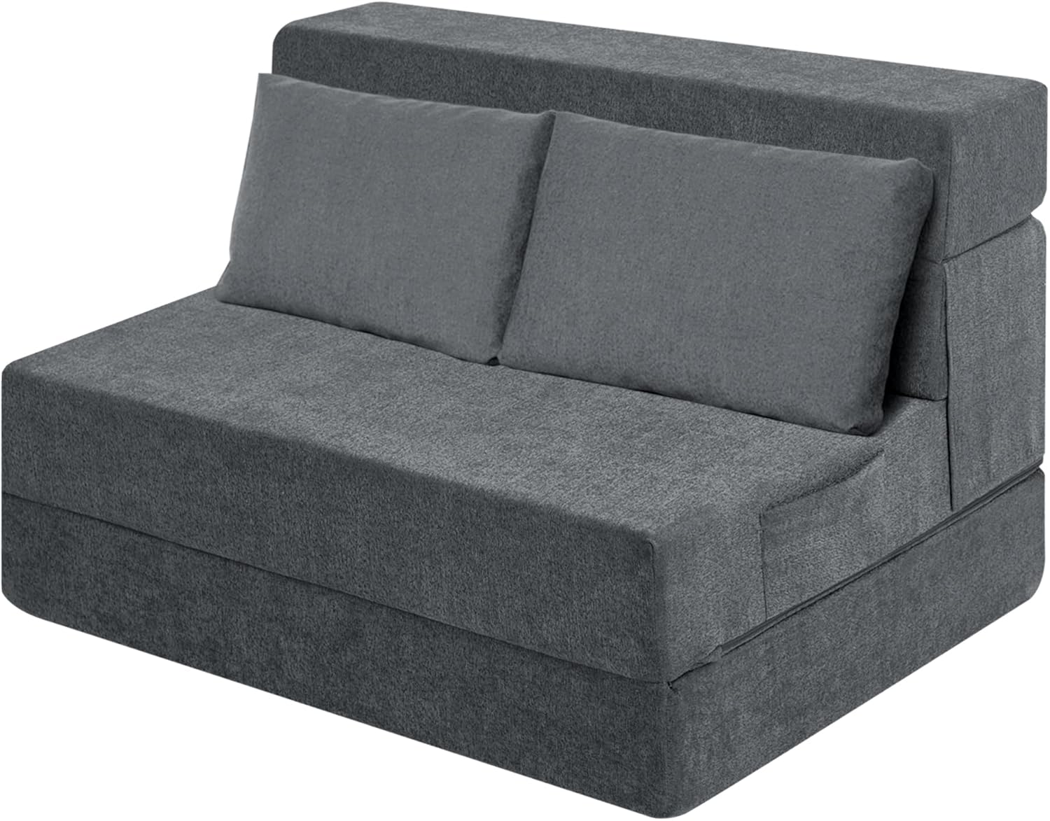 Sofá Cama Plegable Individual con Almohada, Gris Oscuro, Tela Transpirable y Espuma de Alta Densidad, 48.26 cm x 66.06 cm x 58.46 cm