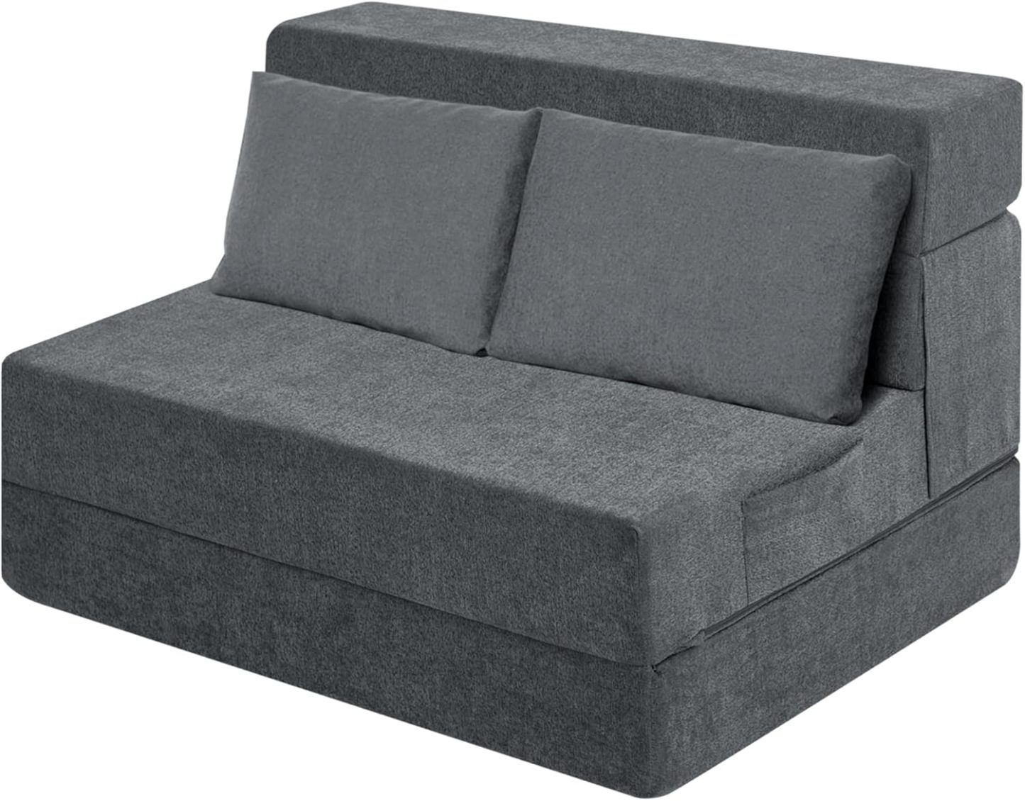 Sofá Cama Plegable Individual con Almohada, Gris Oscuro, Tela Transpirable y Espuma de Alta Densidad, 48.26 cm x 66.06 cm x 58.46 cm