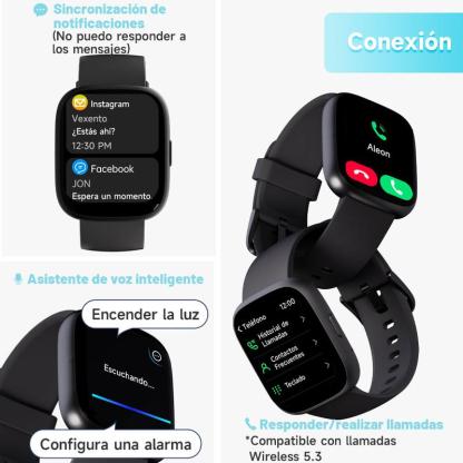 Reloj inteligente multifunción para hombre y mujer, rastreador de Fitness de 1,83 inch, con rastreador de pasos / rastreador de actividad, podómetro, reloj inteligente para responder / hacer llamadas, Compatible con Android iOS