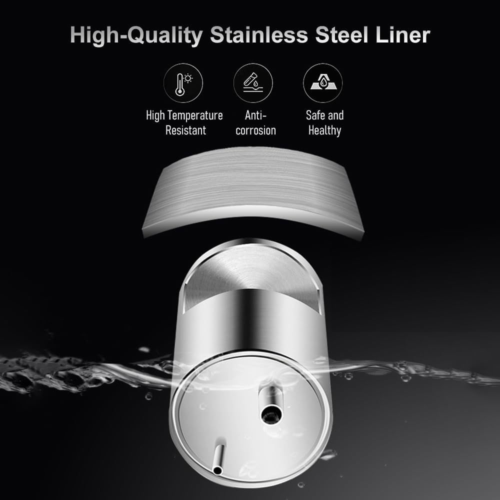 JOYID Dispensador de Agua de Carga Superior con Agua Caliente/fría/Temperatura Ambiente, Estilo Minimalista de Acero Inoxidable Brillante