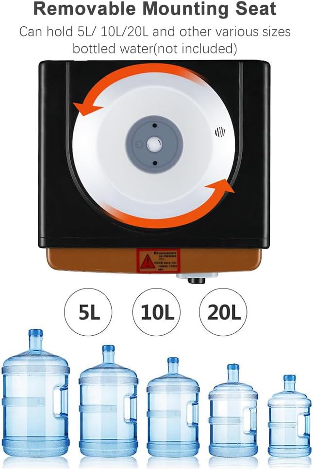 JOYID Dispensador de Agua de Carga Superior con Agua Caliente/fría/Temperatura Ambiente, Estilo Minimalista de Acero Inoxidable Brillante