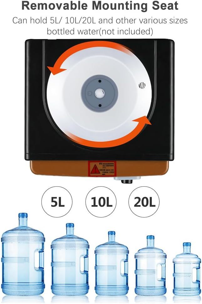 JOYID Dispensador de Agua de Carga Superior con Agua Caliente/fría/Temperatura Ambiente, Estilo Minimalista de Acero Inoxidable Brillante