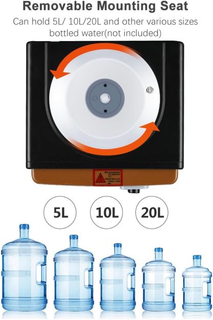 JOYID Dispensador de Agua de Carga Superior con Agua Caliente/fría/Temperatura Ambiente, Estilo Minimalista de Acero Inoxidable Brillante